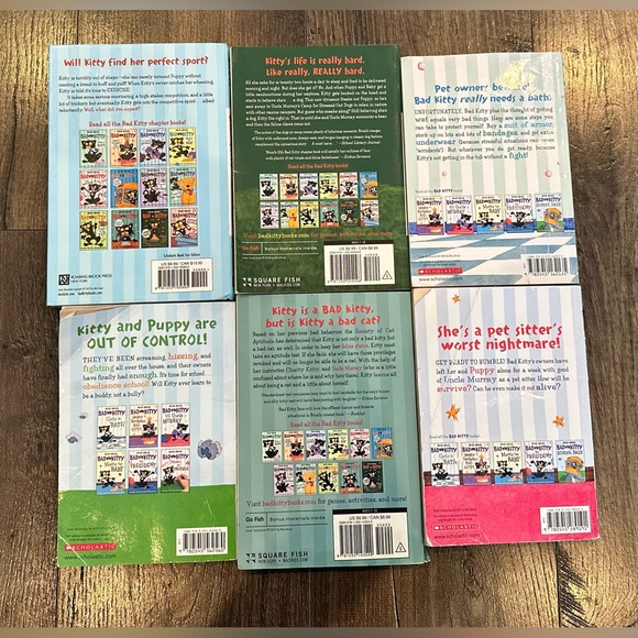 Book Lot of 6 BAD KITTY Books by: Nick Bruel, Camp, Team, Bath, School, Test - Picture 2 of 2